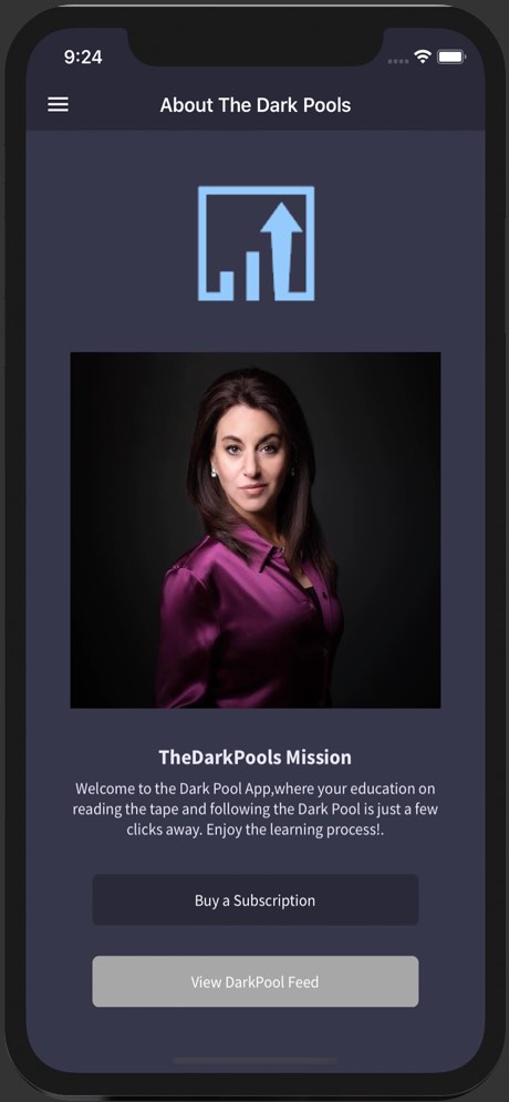 Photo of the Dark Pool App on a mobile phone